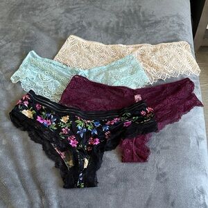 Lace and Floral Women's Panty Set